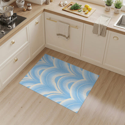Blue Scalloped Wave Area Rug