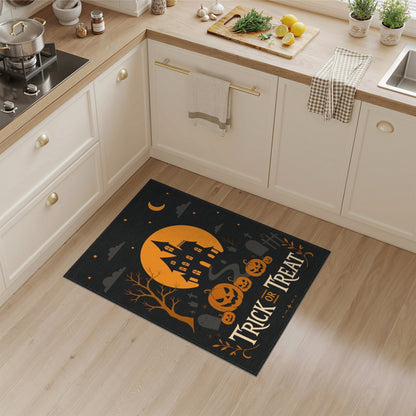 Orange Trick or Treat Halloween Area Rug