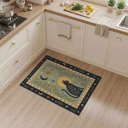 Boho Celestial Cat Area Rug