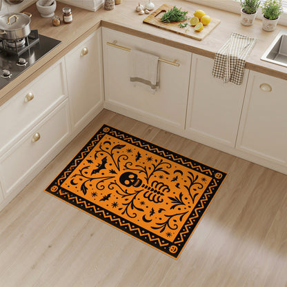 Orange Halloween Skeleton Area Rug
