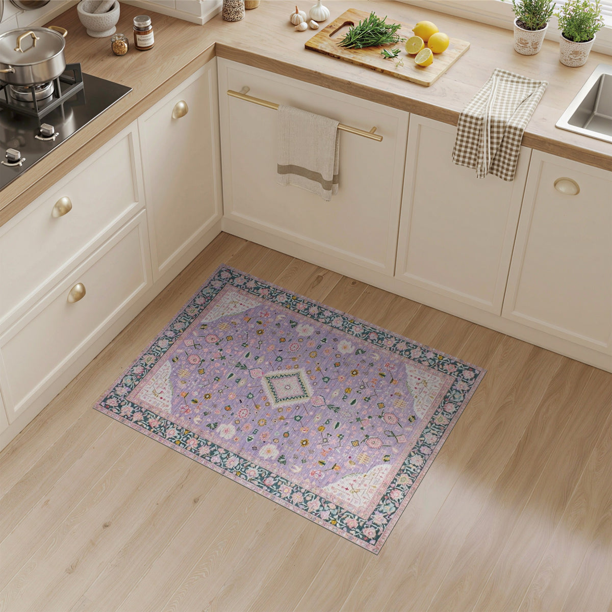 Purple Floral Persian Area Rug