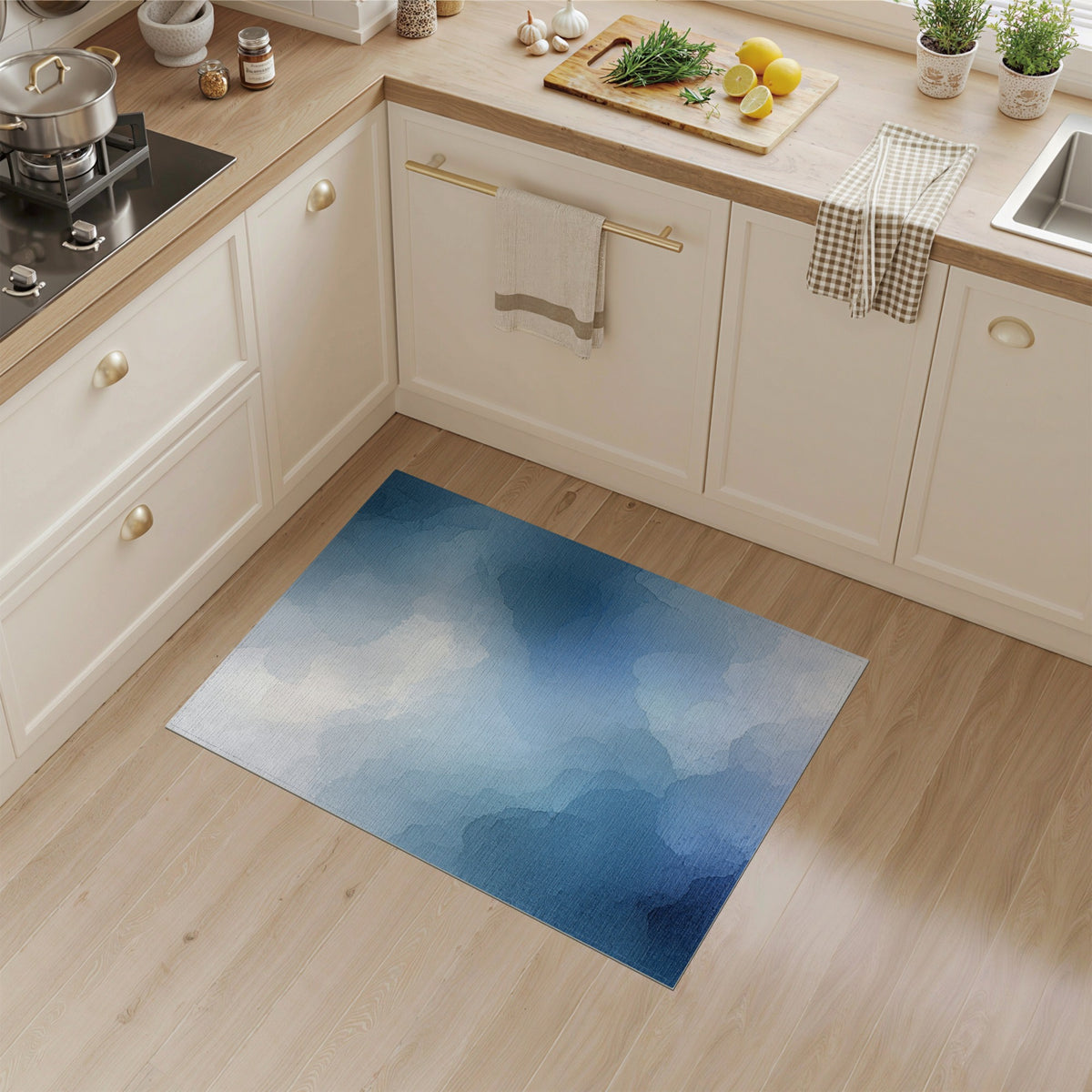 Ethereal Blue Cloud Abstract Area Rug