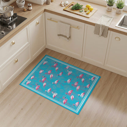 Pink Flamingo Blue Coastal Area Rug