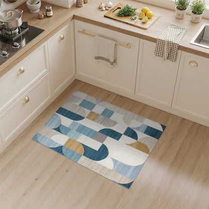 Blue Teal Geometric No. 16 Area Rug
