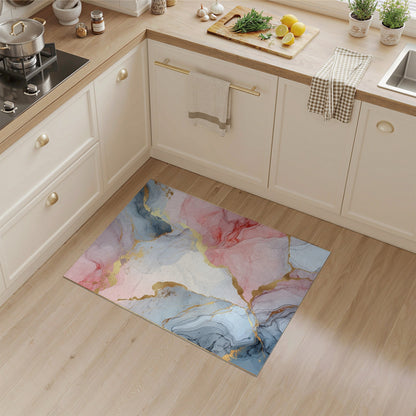 Pink Blue Marble Gold Abstract Area Rug