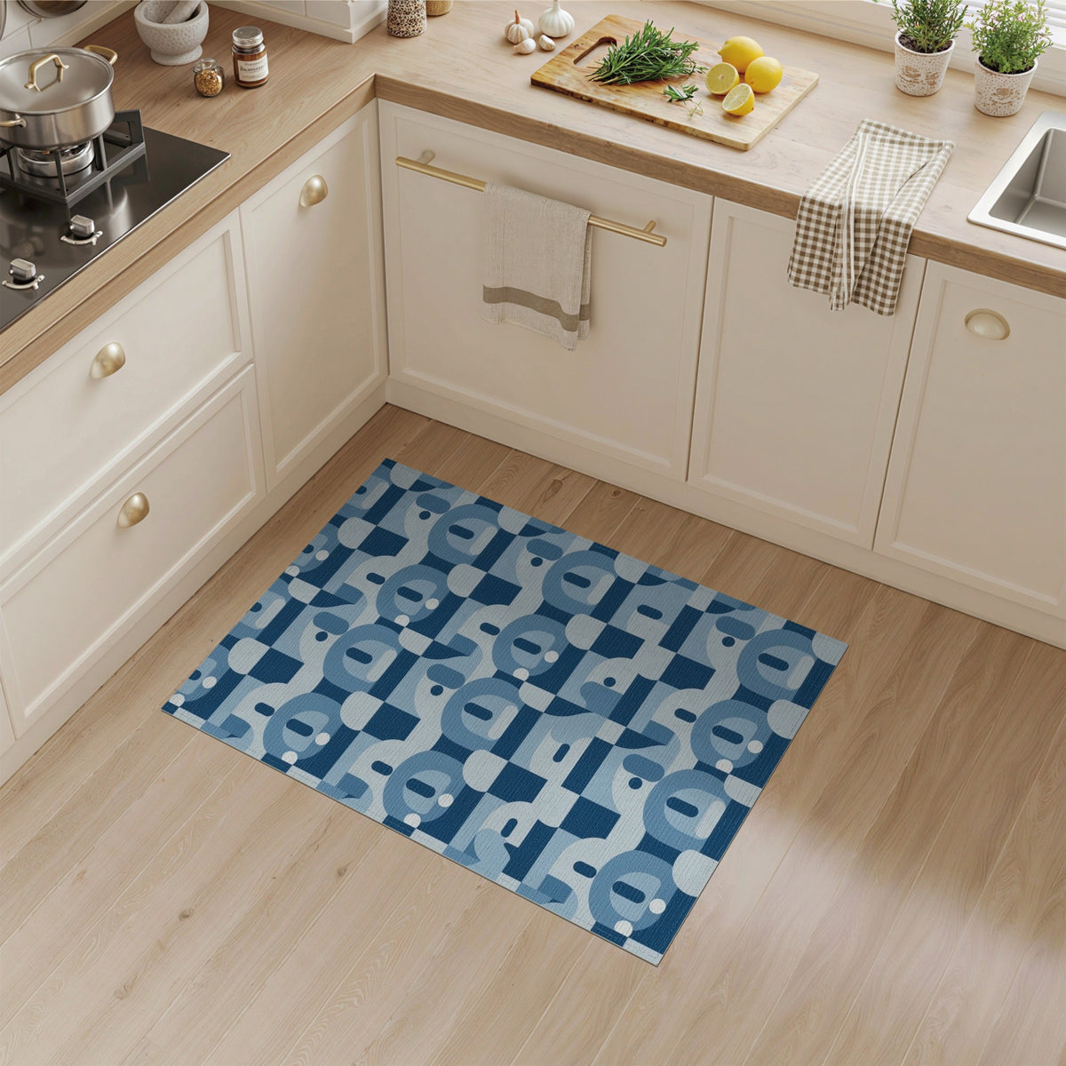 Blue Geometric Modern Area Rug