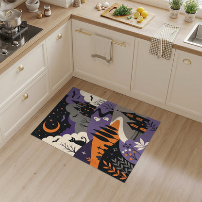 Spooky Halloween Castle Purple Kids Area Rug