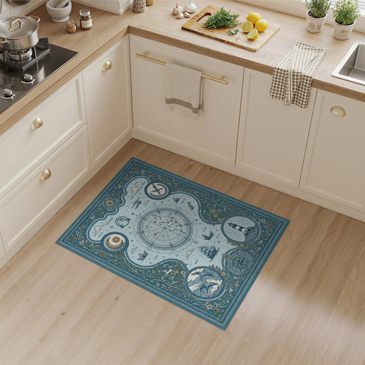 Celestial Nautical Compass Area Rug