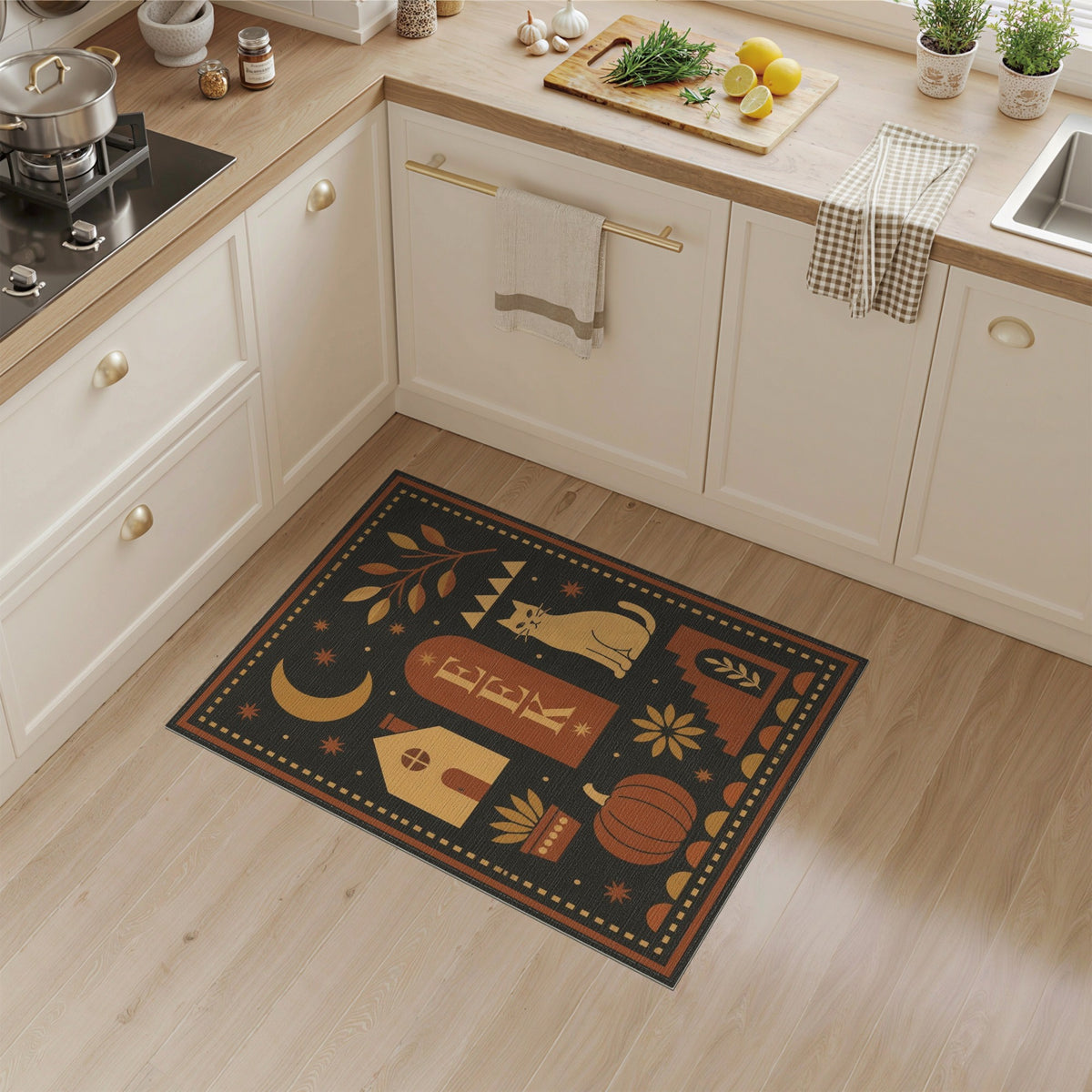 EEK Halloween Cat Pumpkin Area Rug