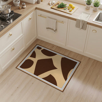 Brown Abstract Area Rug in Tan Beige
