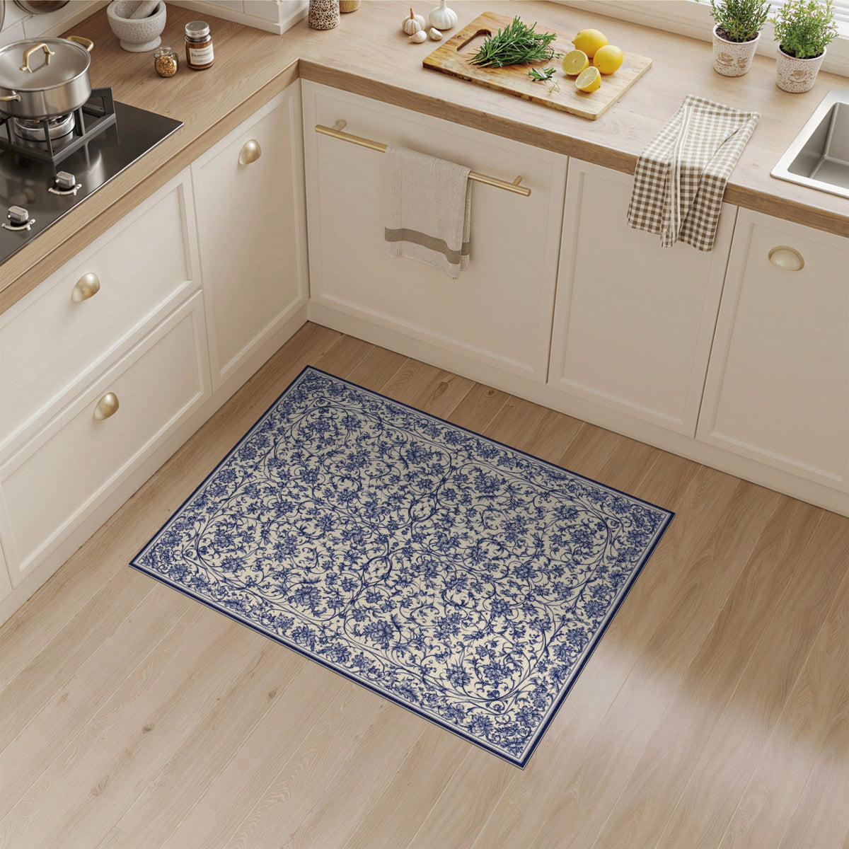 Navy Blue Floral Vintage No. 10 Area Rug
