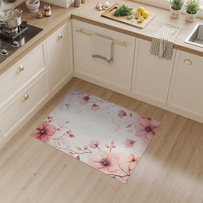 Blush Pink Floral Vintage Area Rug