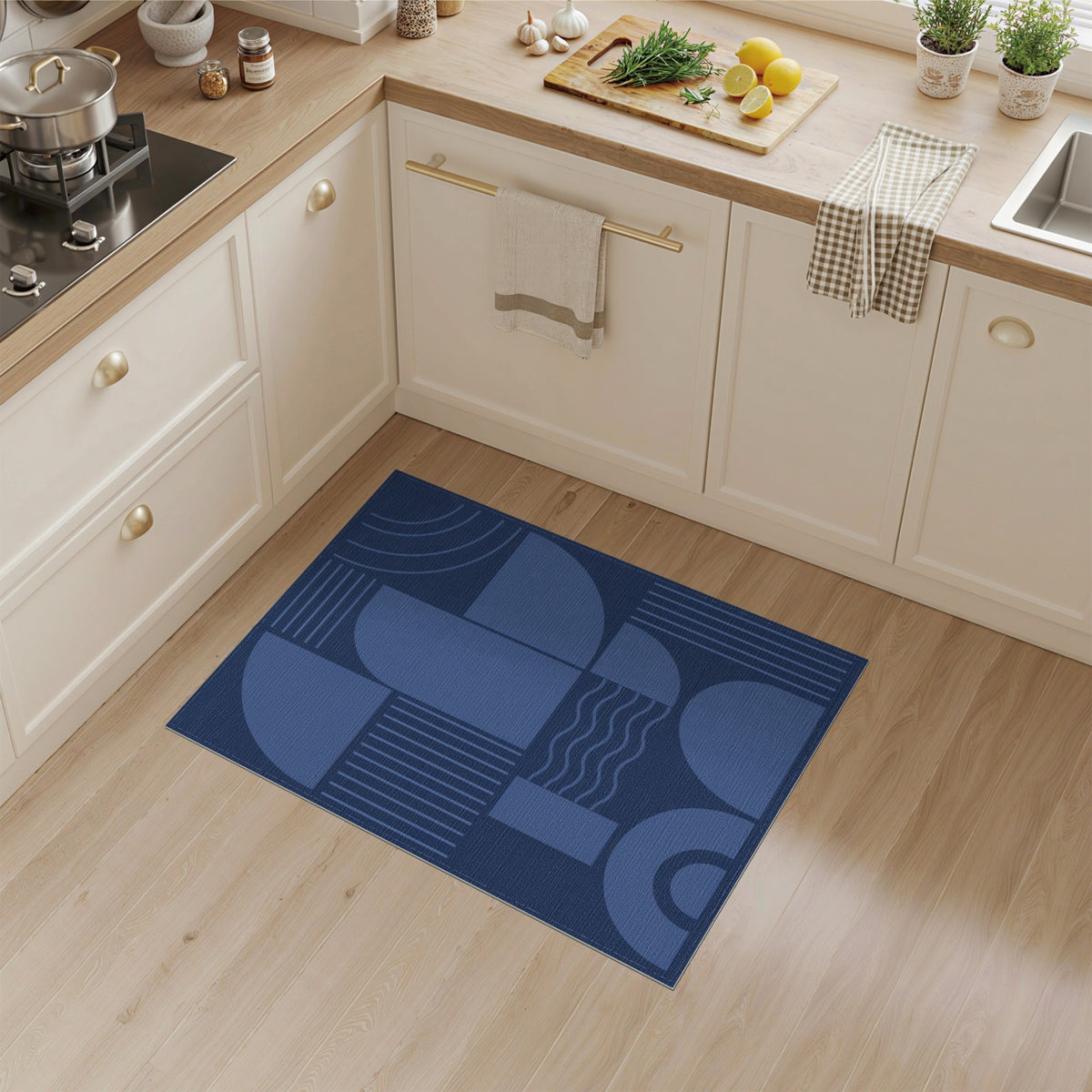 Navy Geometric Modern Navy Blue Geometric Area Rug