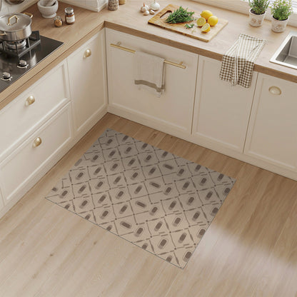 Beige Geometric Lattice Area Rug