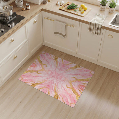 Pink Gold Pink Gold Marble Abstract Area Rug