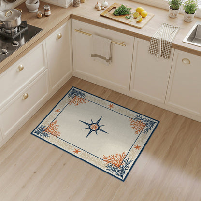 Coastal Compass Coral Area Rug