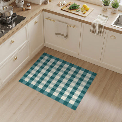 Blue and Teal Gingham Checkered Area Rug