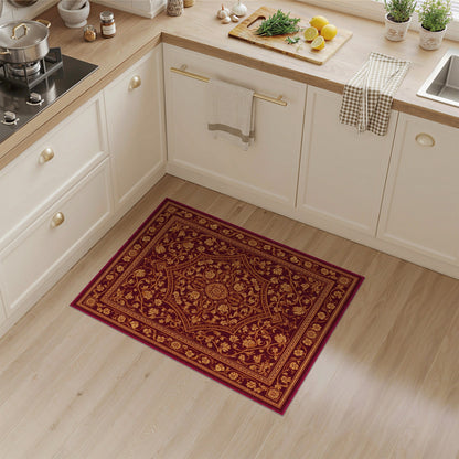 Red Ornate Red Persian Floral Medallion Area Rug