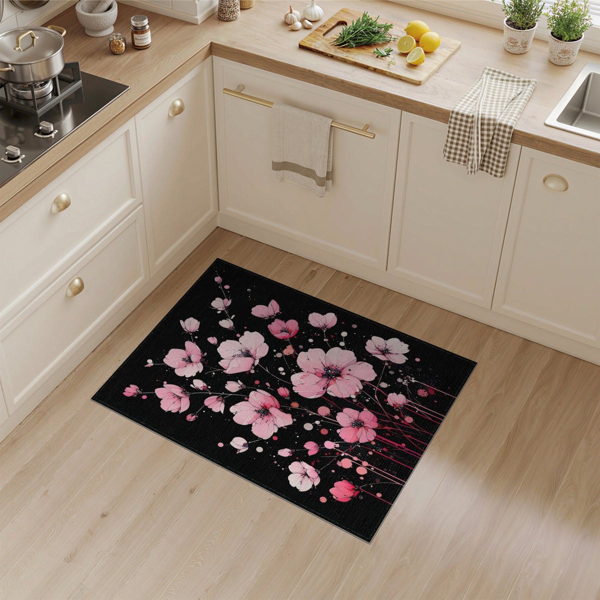 Pink Floral Vintage Washable No. 21 Area Rug