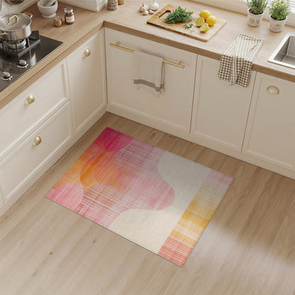 Multi-color and Patterns Vibrant Pink Orange Abstract Wave Area Rug