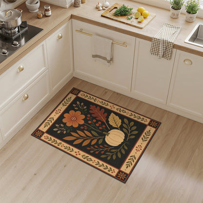 Autumn Pumpkin Floral Area Rug