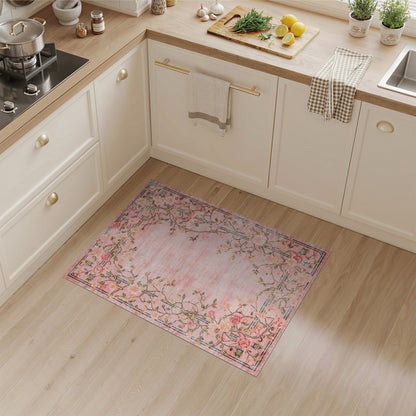Pink Rose Floral Vintage No. 22 Area Rug