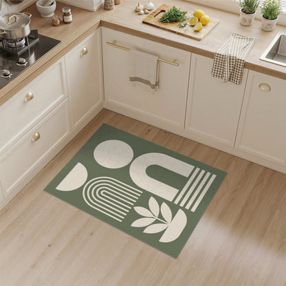 Geometric Modern Abstract Green Geometric Abstract Area Rug