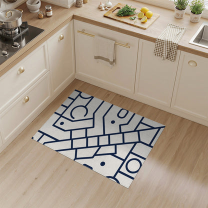 Blue and Teal Navy Geometric Area Rug
