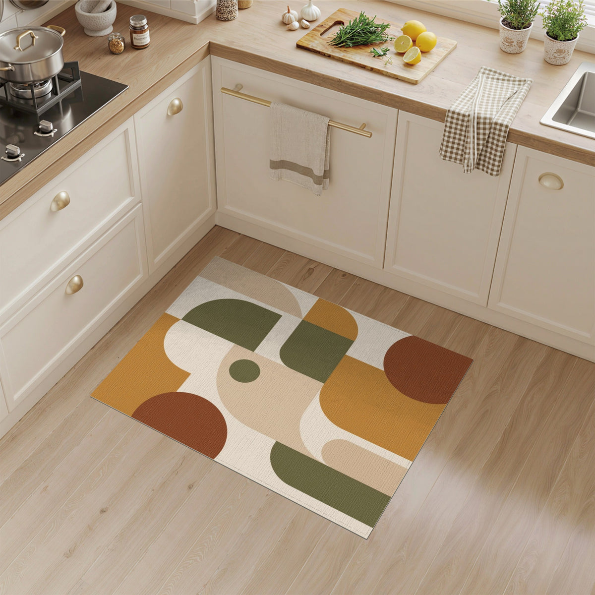 Modern Geometric Brown Tan No. 3 Area Rug