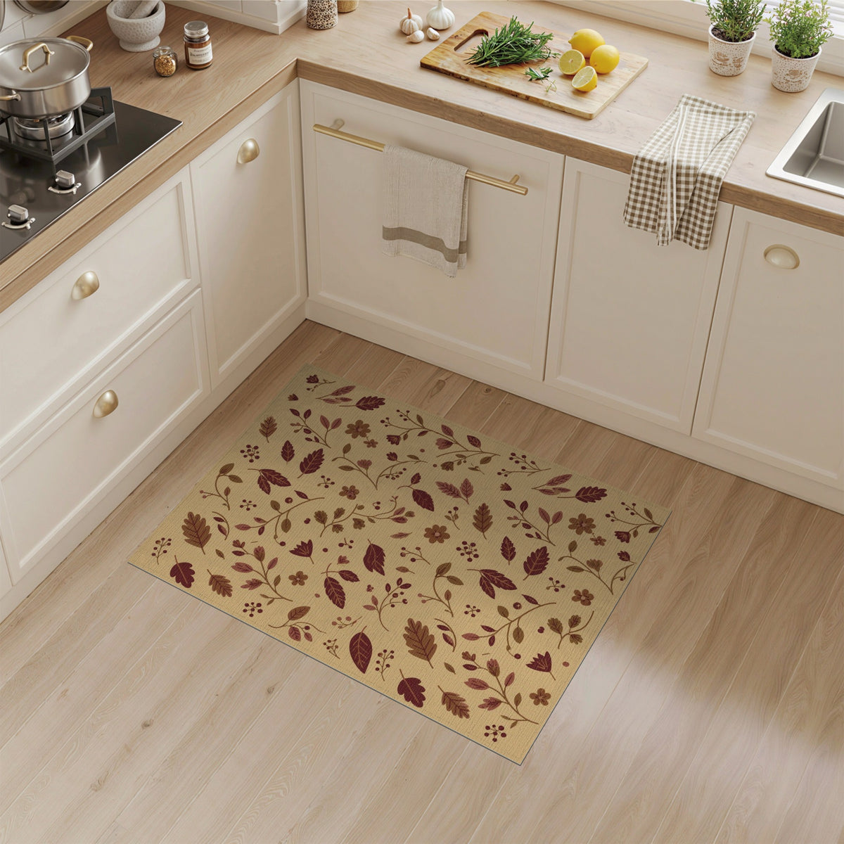 Vintage Brown Botanical Area Rug