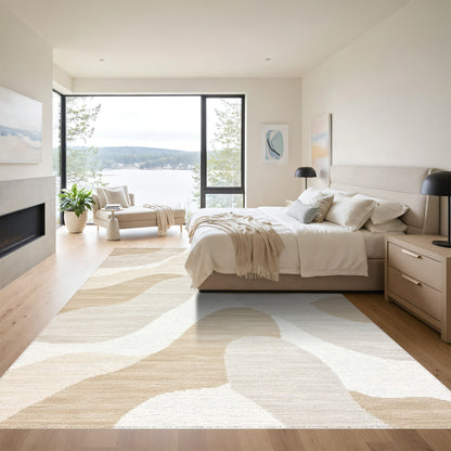 Abstract Beige Organic Shapes Rug
