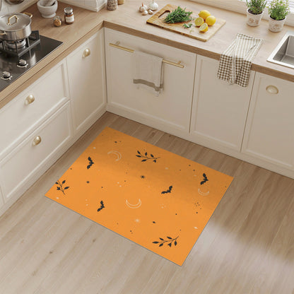 Orange Bats and Moons Kids Area Rug