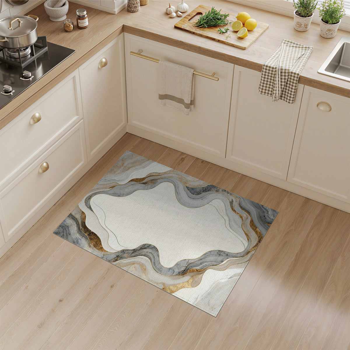 Neutral Marble Swirl Area Rug