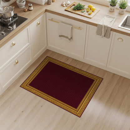 Geometric Modern Red Greek Key Geometric Area Rug
