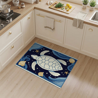 Navy Blue Sea Turtle Area Rug