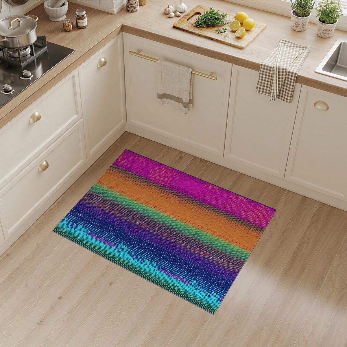 Vibrant Striped Dot Geometric Area Rug