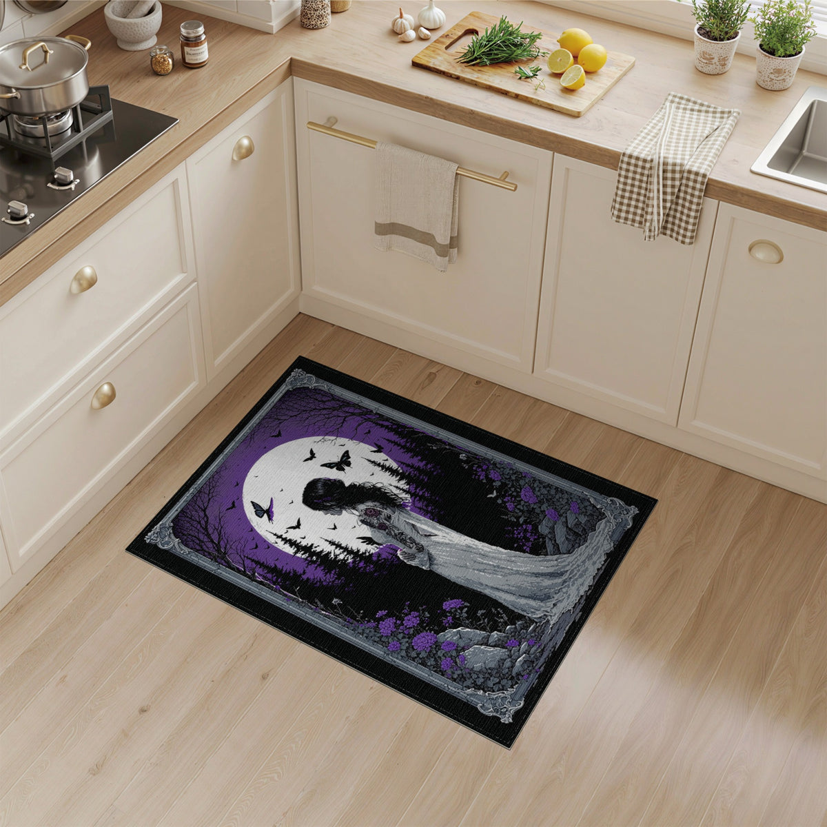 Purple Moonlit Forest Washable Area Rug