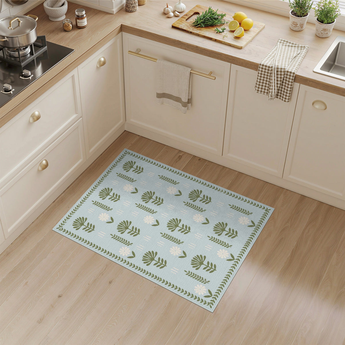Blue Floral Vintage Area Rug