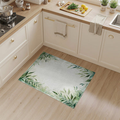 Green Botanical Leaves Distressed Area Rug
