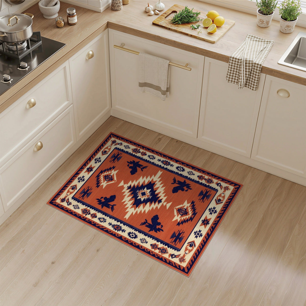 Southwestern Orange Geometric No. 27 Area Rug