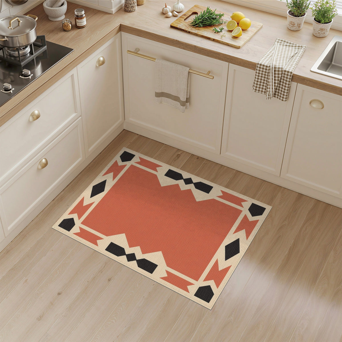Geometric Orange Southwestern Orange Geometric Area Rug