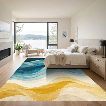 Gradient Navy Wave Beach Rug