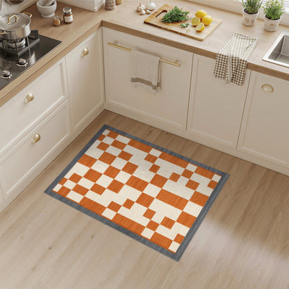 Geometric Modern Orange Geometric Checkered Area Rug