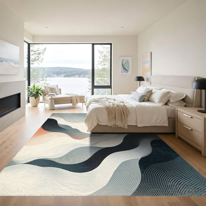 Gray Coral Fluid Wave Rug