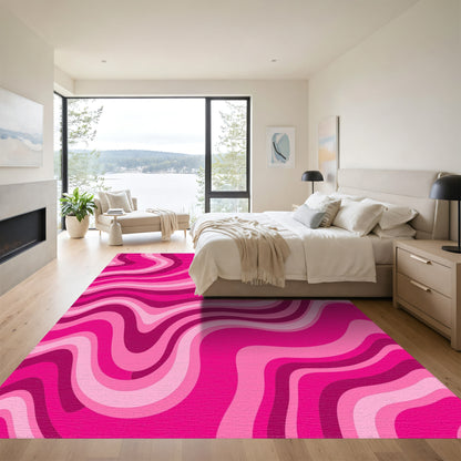 Pink Wavy Fluid Rug