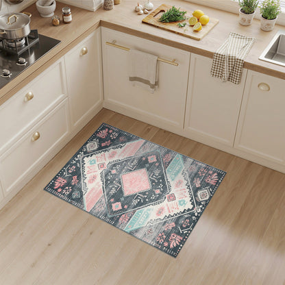 Grey Pink Tribal Area Rug