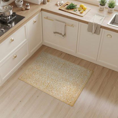Beige Geometric Washable Area Rug