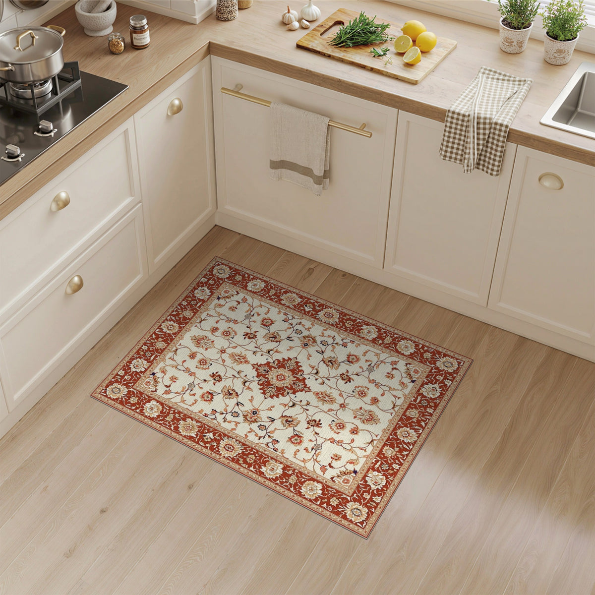 Floral Red Floral Traditional Persian Area Rug