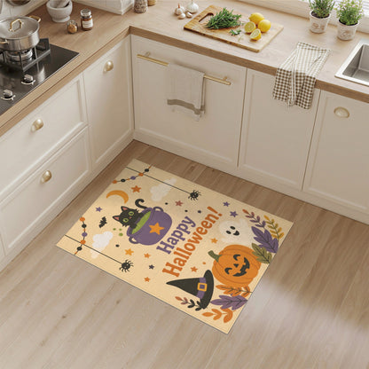 Happy Halloween Black Cat Kids Area Rug