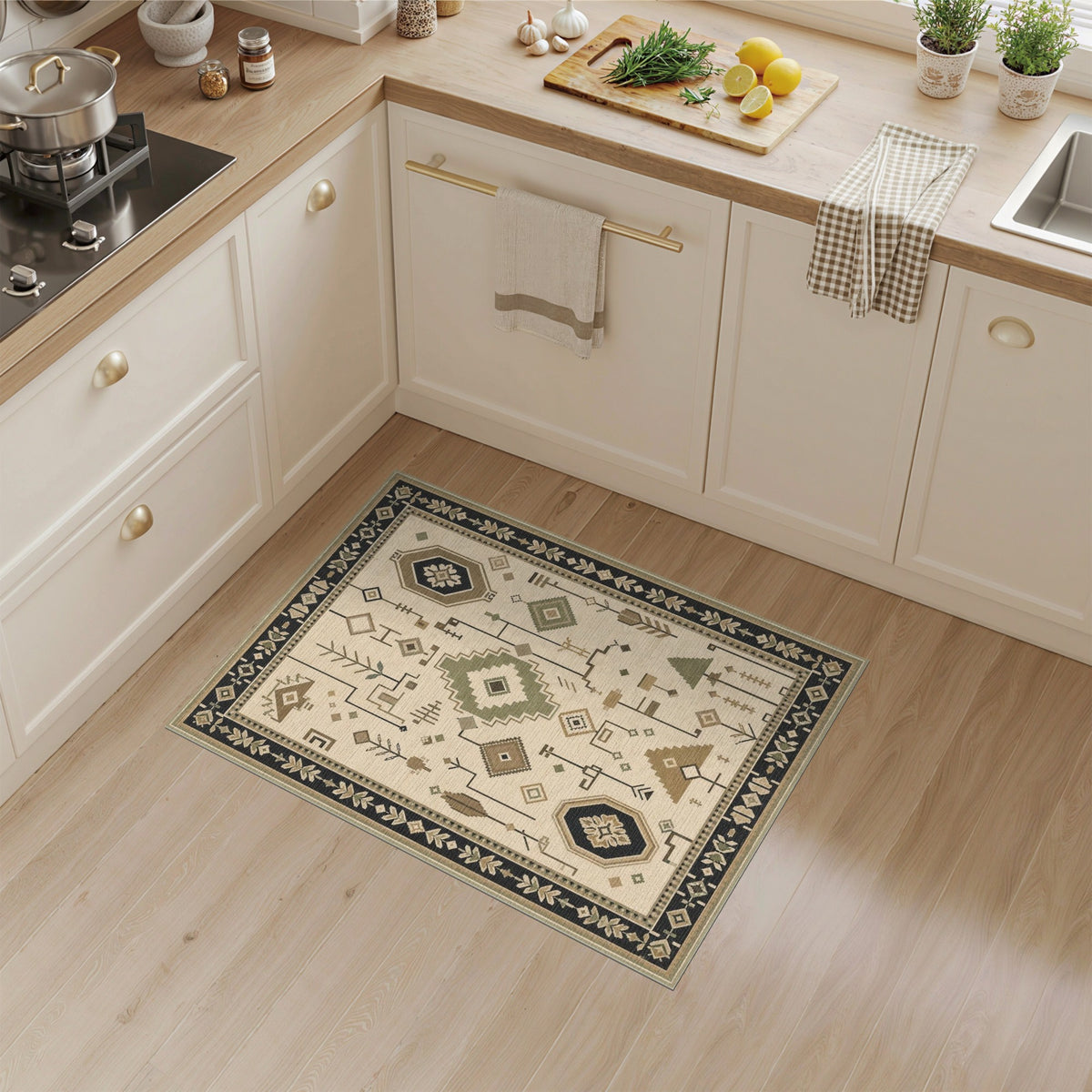 Heritage Tribal Beige Geometric Beige and Neutral Area Rug